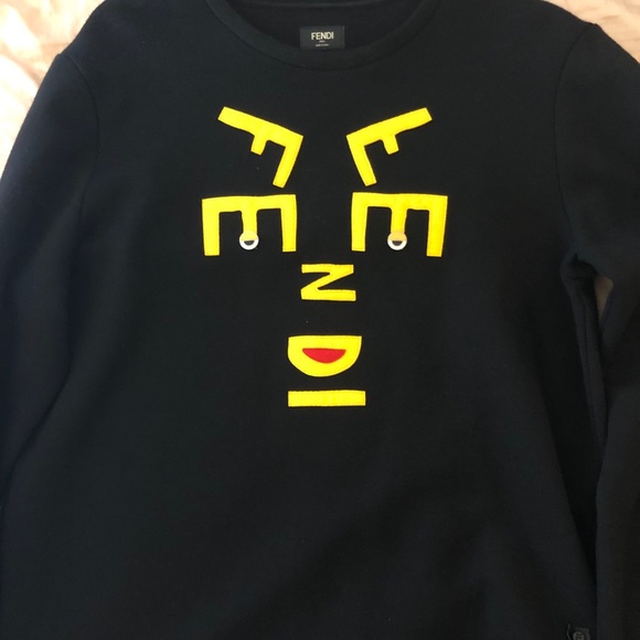 Fendi black faces wool crewneck (AUTHENTIC)